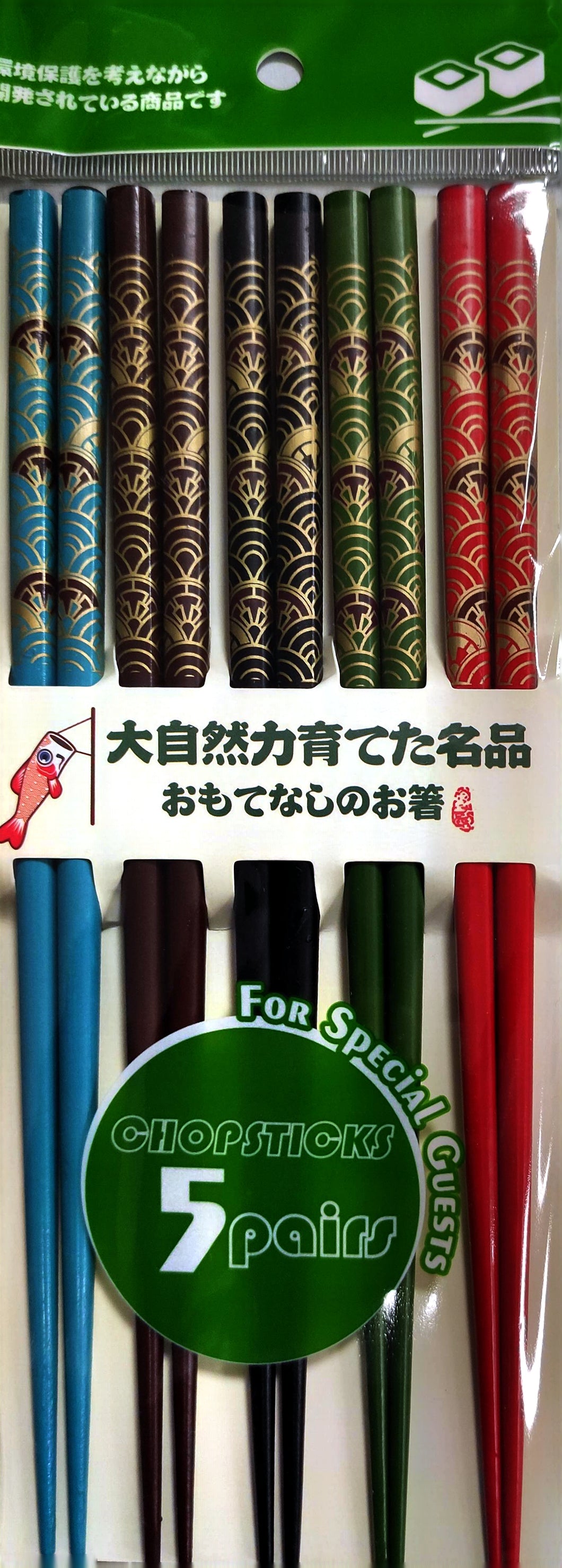 Set 5 paia di bacchette stile giapponese multicolore